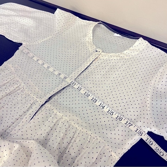 KILOL Midi tiered tunic dress, polka dot print, sheer,deep side slits,buttons XS - Picture 8 of 13